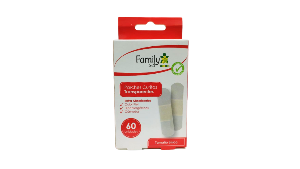 PARCHES CURITAS TRANSPARENTES EXTRA ABSORBENTES X 60 UNIDADES FAMILY SET