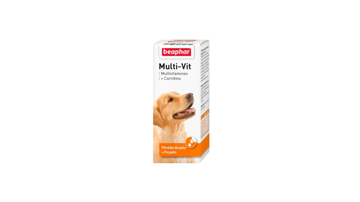 MULTI-VIT MULTIVITAMINAS + CARNITINA PERROS PERDIDA DE PELO + PRURITO SOLUCION EN GOTAS ORALES X 50 ML BEAPHAR