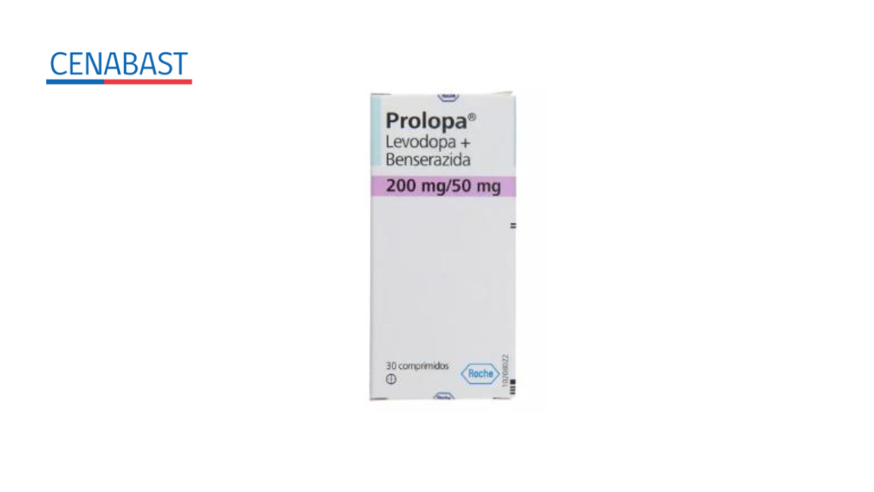 PROLOPA LEVODOPA + BENZERAZIDA 200 MG/50 MG X 30 COMPRIMIDOS ROCHE [CENABAST]