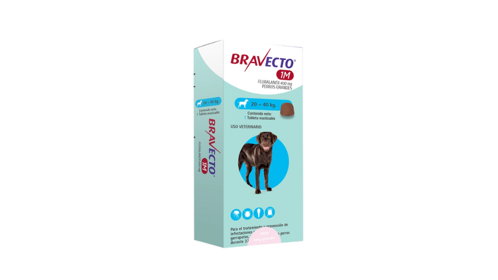BRAVECTO 1M PERROS GRANDES FLURALANER 400 MG X 1 TABLETA/ COMPRIMIDO MASTICABLE ANIMAL HEALTH