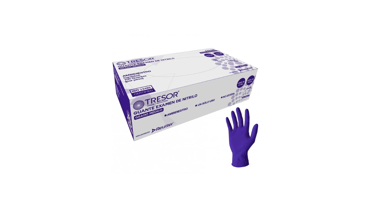 TRESOR GUANTE EXAMEN DE NITRILO TALLA S AMBIDIESTRO X 100 GUANTES REUTTER