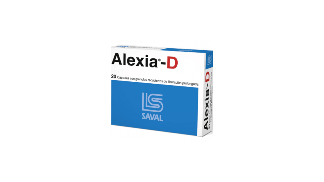 ALEXIA-D FEXOFENADINA + PSEUDOEFEDRINA 60/120 MG X 20 CAPSULAS CON GRANULOS RECUBIERTOS DE LIBERACION PROLONGADA SAVAL
