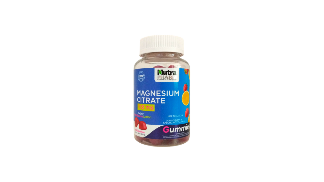 MAGNESIUM CITRATE CITRATO DE MAGNESIO 165MG X 60 GOMITAS NUTRAPHARM