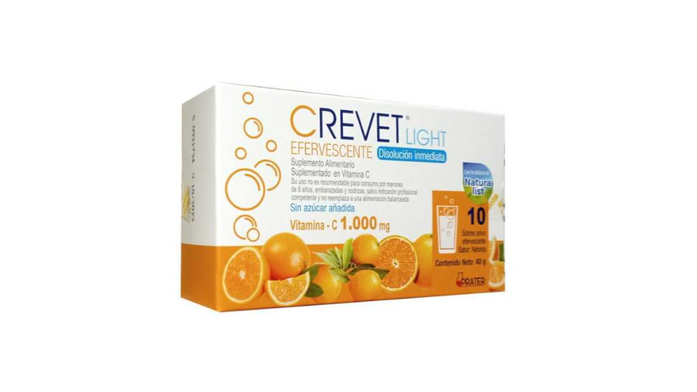 CREVET LIGHT VITAMINA C 1000 MG X 10 SOBRES POLVO EFERVESCENTE SABOR NARANJA PRATER