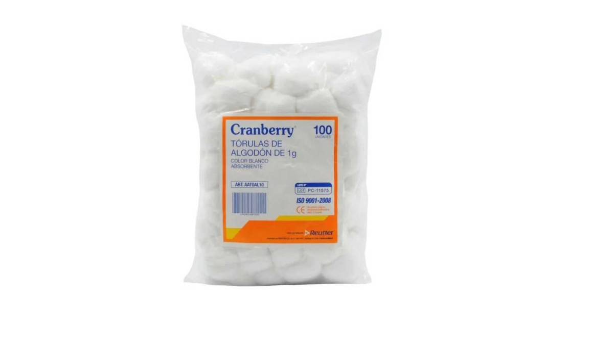TORULAS DE ALGODON 1,0 GR. BOLSA X 100 UNIDADES CRANBERRY