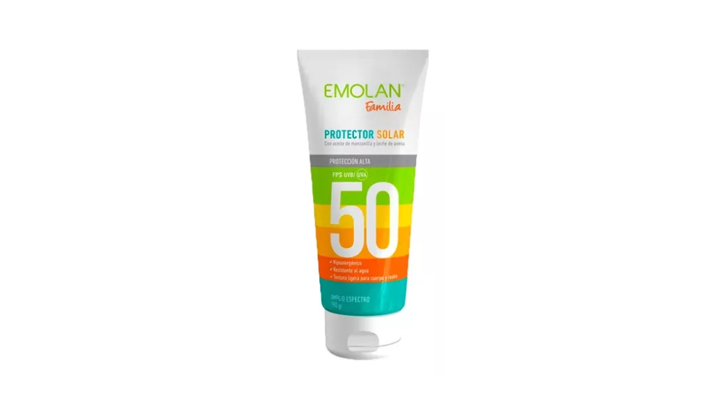 EMOLAN FAMILIA PROTECTOR SOLAR CON ACEITE DE MANZANILLA 50 FPS UVB/UVA AMPLIO ESPECTRO X 190GR