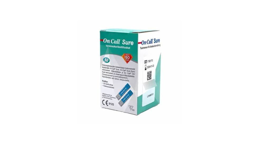 CINTAS DE MEDICION DE GLICEMIA ON CALL SURE X 50 TIRAS DE PRUEBA DE GLUCOSA ACON