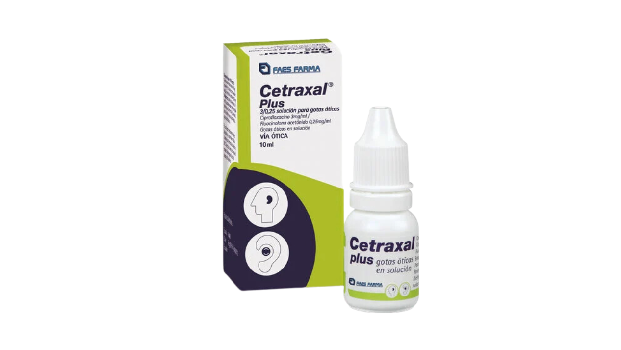 CETRAXAL PLUS CIPROFLOXACINO + FLUOCINOLONA 3/0,25 MG/ML GOTAS OTICAS X 10 ML