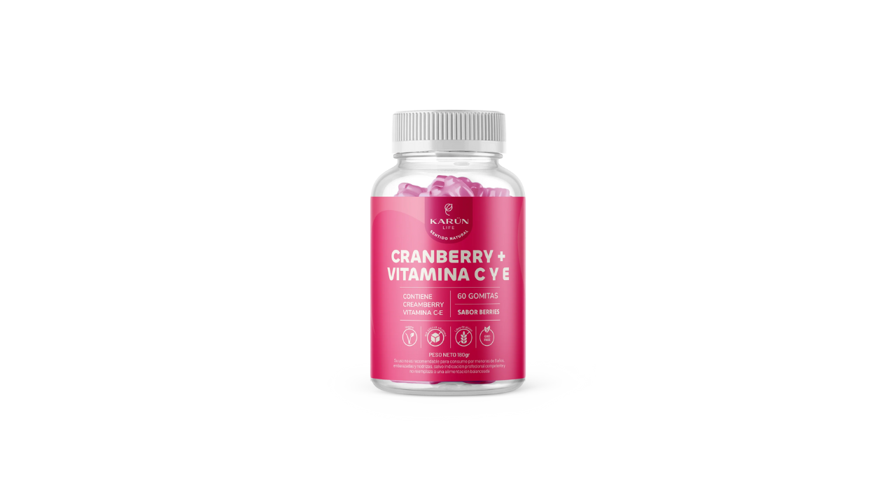 CRANBERRY (CRAMBERRY)  VITAMINA C Y E GOMITAS VEGANAS X 60 BERRIES KARUN LIFE