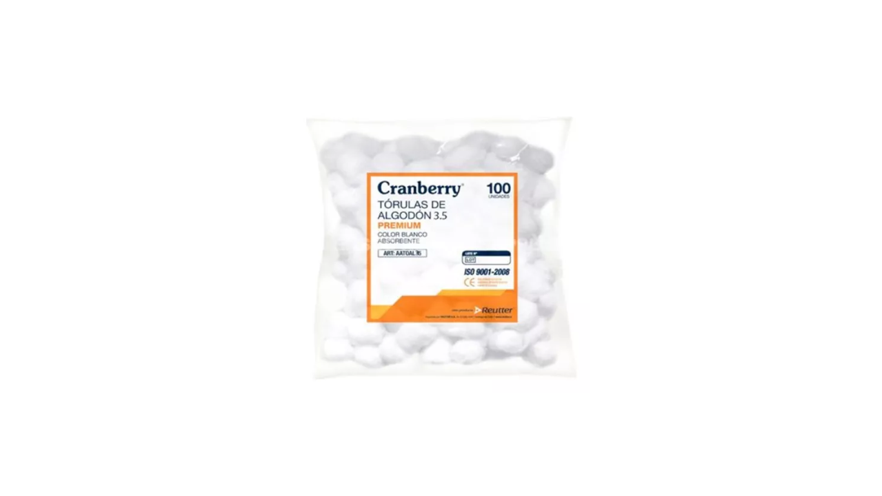 TORULAS DE ALGODON DE 3,5 G X 100 UNIDADES CRANBERRY