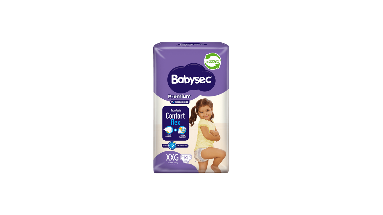 BABYSEC PREMIUM CONFORT FLEX PAÑAL TALLA XXG X 14 UNIDADES