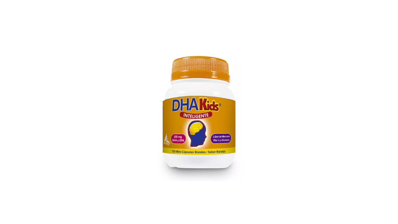 DHA KIDS INTELIGENTE DHA + EPA 250/250 MG SABOR NARANJA X 120 MINI CAPSULAS BLANDAS