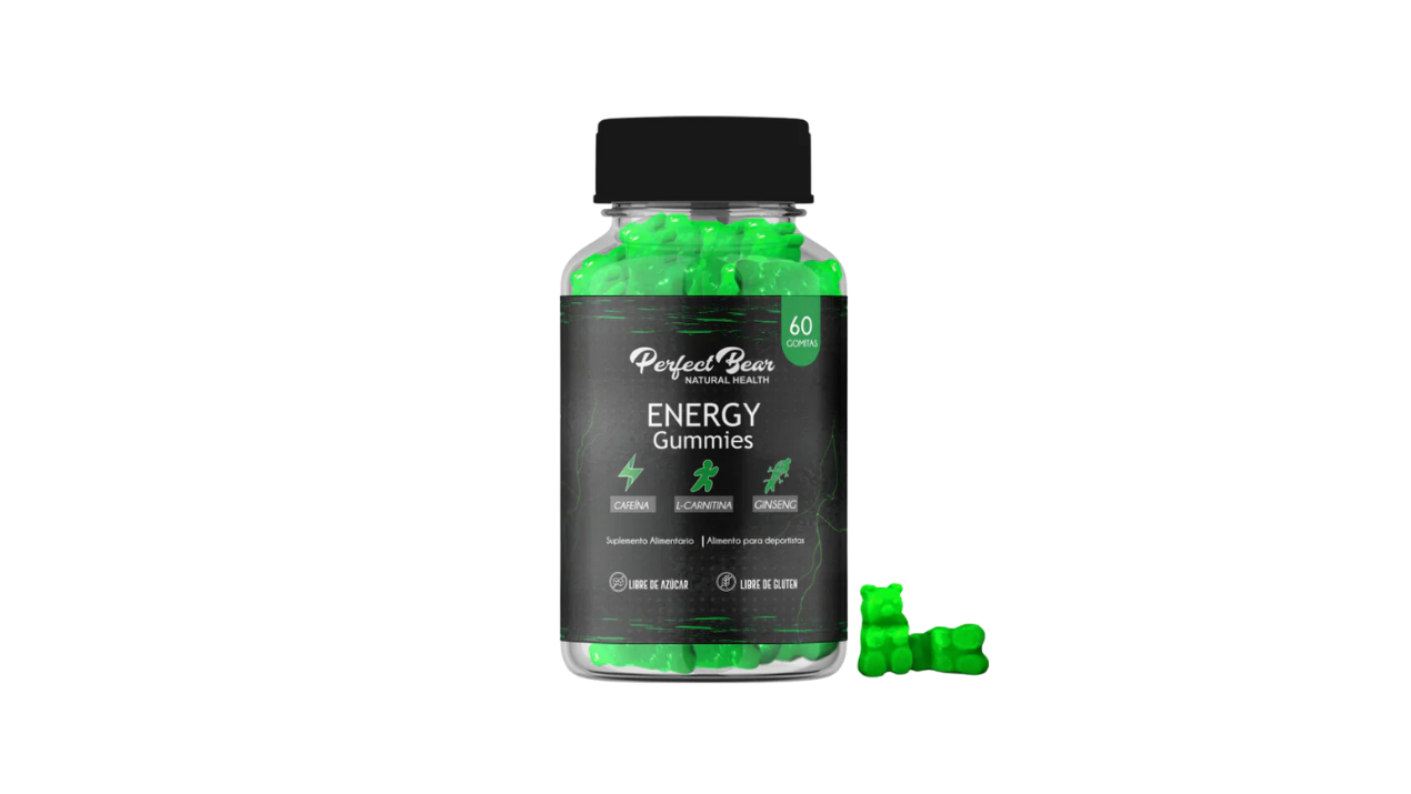 ENERGY GUMMIES CAFEINA L-CARNITINA GINSENG X 60 GOMITAS VEGANAS PERFECT BEAR