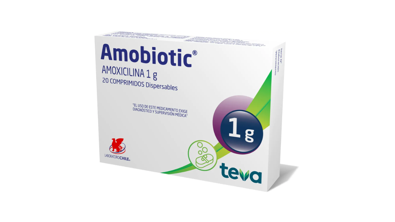 AMOBIOTIC AMOXICILINA 1 G X 20 COMPRIMIDOS DISPERSABLES LABORATORIO CHILE