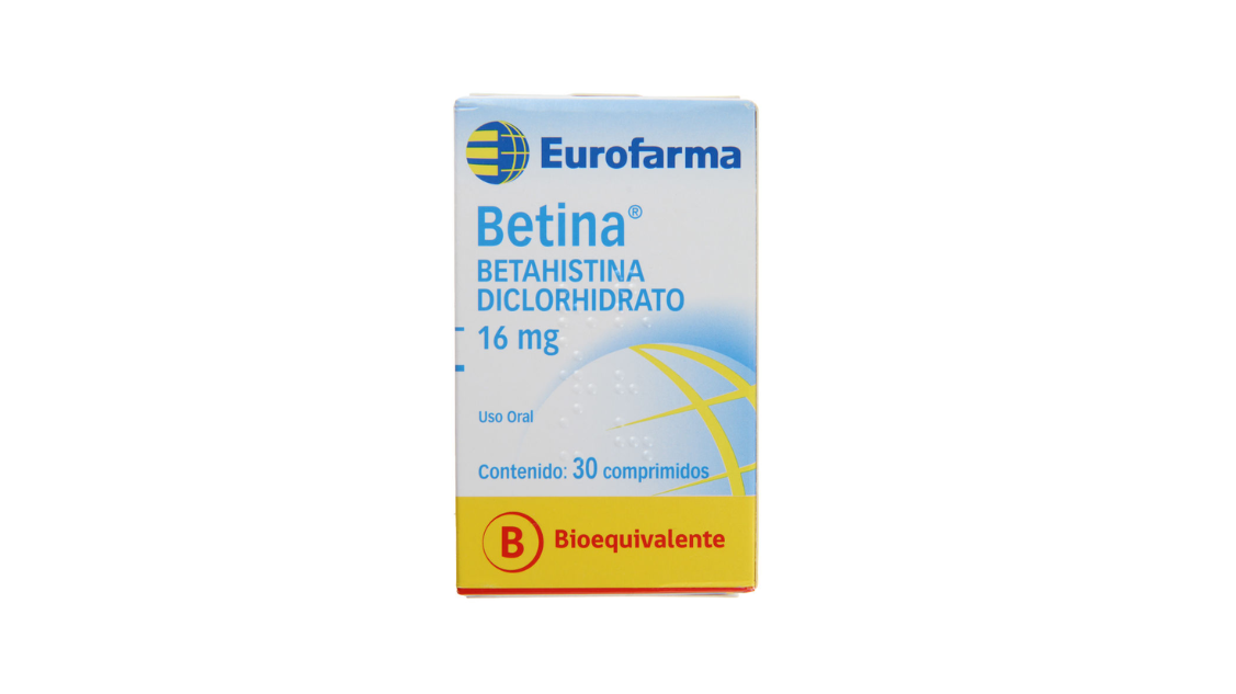 BETINA BETAHISTINA 16 MG X 30 COMPRIMIDOS EUROFARMA 