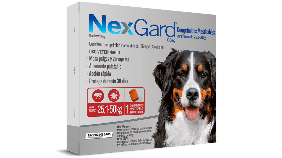 NEXGARD COMPRIMIDOS MASTICABLES 25-50 KG X 1 COMPRIMIDO MASTICABLE
