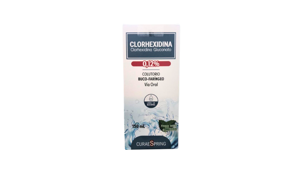 CLORHEXIDINA GLUCONATO 0,12% X 150ML COLUTORIO BUCO-FARINGEO SABOR MENTA CURAESPRING