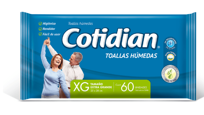 COTIDIAN TOALLAS HUMEDAS XG TAMAÑO EXTRA GRANDE X 60 UNIDADES