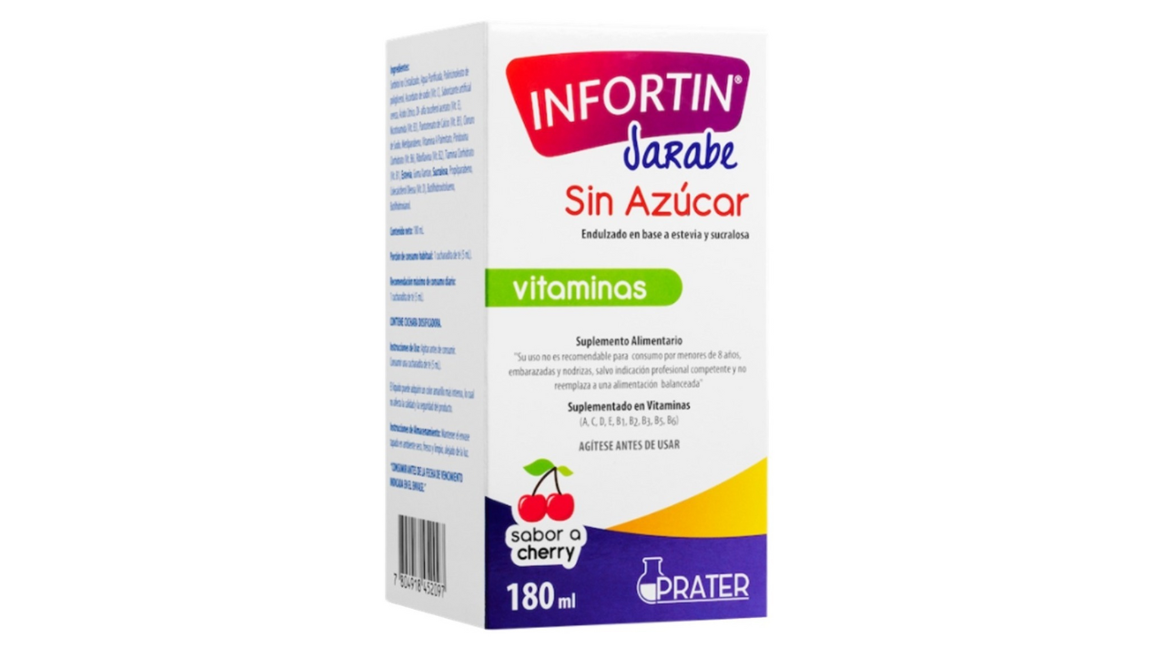 INFORTIN JARABE SIN AZUCAR MULTIVITAMINICO X 180 ML PRATER 