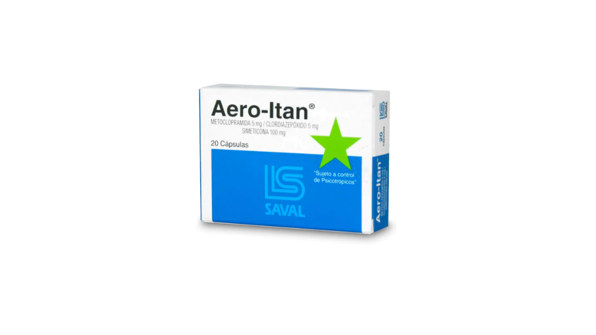 AERO-ITAN METOCLOPRAMIDA+CLORDIAZEPOXIDO+SIMETICONA 5/5/100MG X 20 CAPSULAS SAVAL