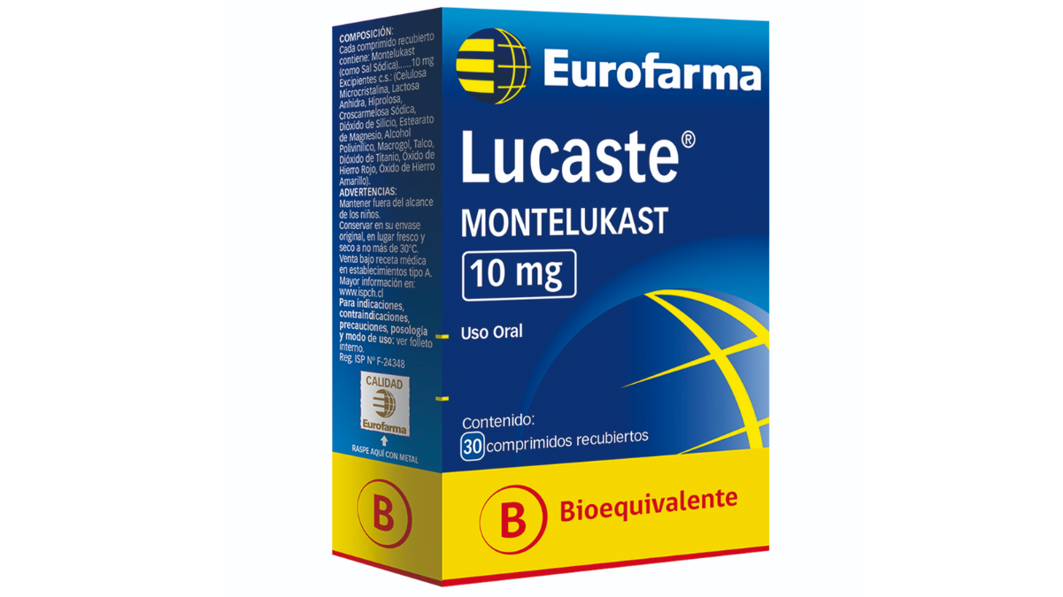 LUCASTE MONTELUKAST 10 MG X 30 COMPRIMIDOS RECUBIERTOS