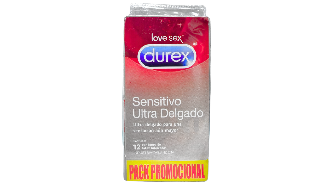 PRESERVATIVOS DUREX SENSITIVO ULTRA DELGADO CONDONES X 12 UNIDADES