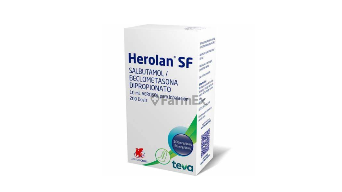 HEROLAN SF SALBUTAMOL/ BECLOMETASONA DIPROPIONATO 100/50 MCG X 10ML 200 DOSIS AEROSOL PARA INHALACION LABORATORIO CHILE