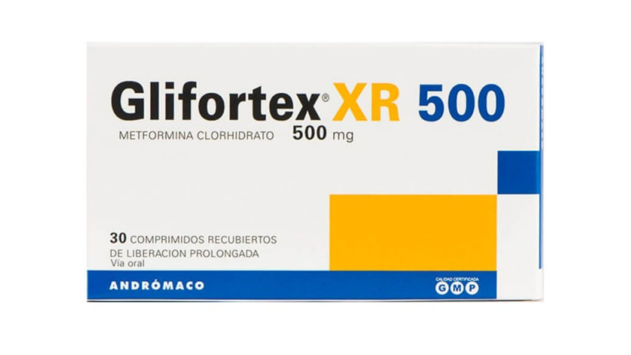 GLIFORTEX XR 500 METFORMINA CLORHIDRATO 500MG X 30 COMPRIMIDOS RECUBIERTOS DE LIBERACION PROLONGADA ANDROMACO