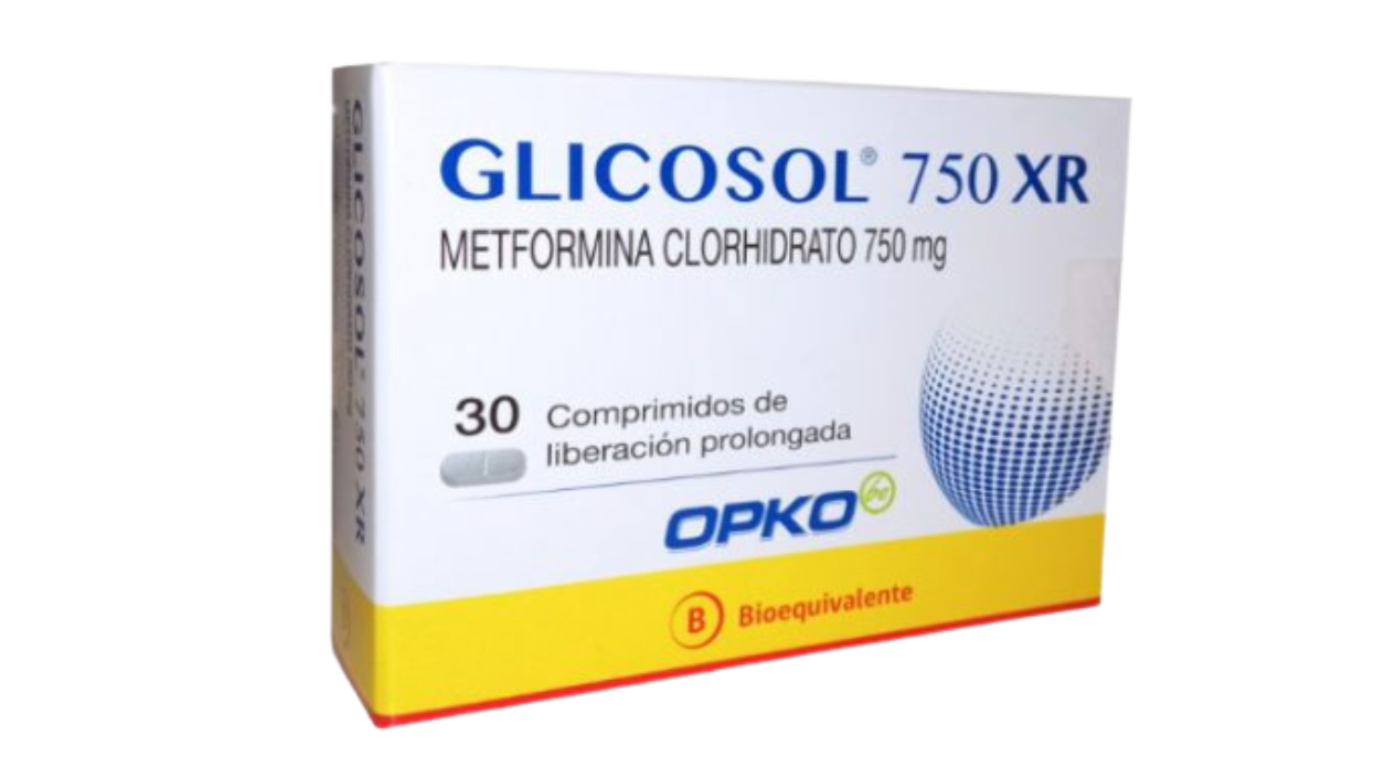 GLICOSOL 750 XR METFORMINA CLORHIDRATO 750MG X 30 COMPRIMIDOS DE LIBERACION PROLONGADA OPKO