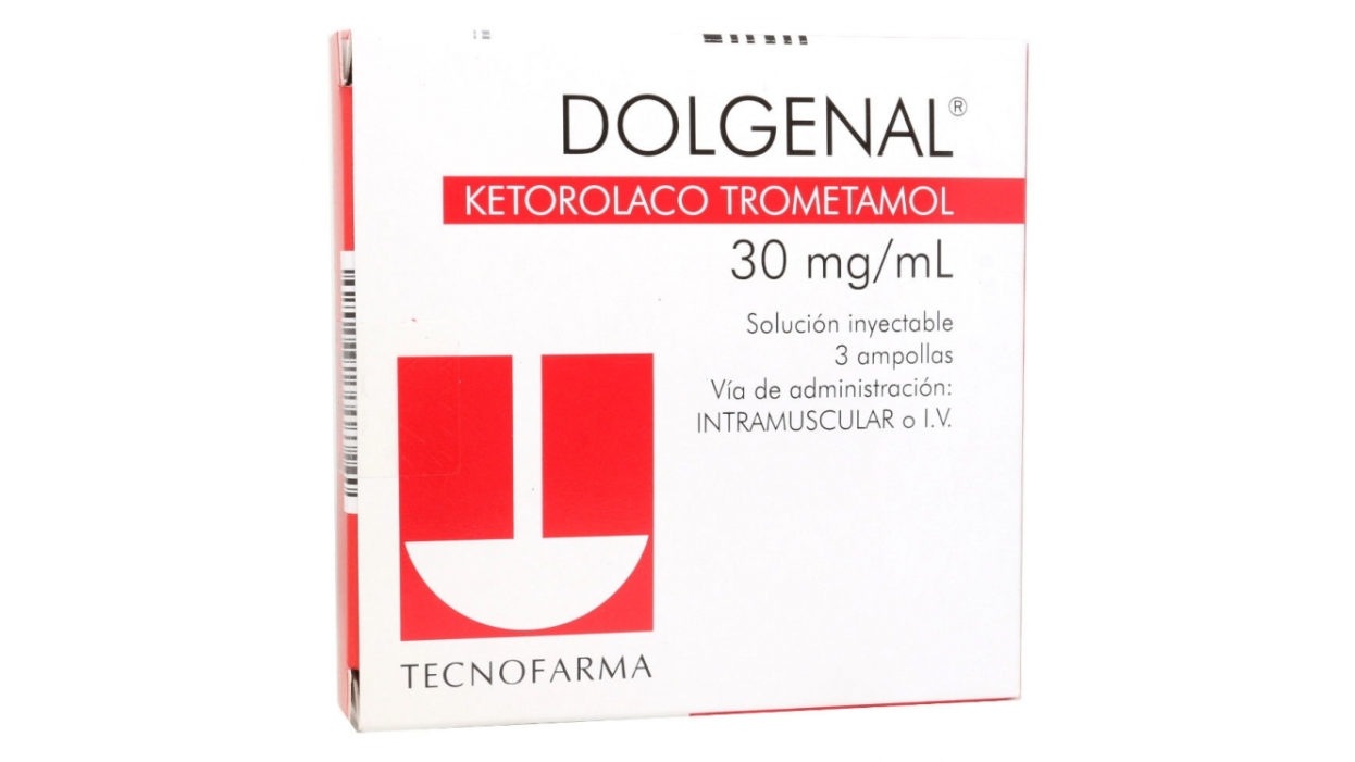 DOLGENAL KETOROLACO TROMETAMOL 30MG/1ML SOLUCION INYECTABLE X 3 AMPOLLAS TECNOFARMA
