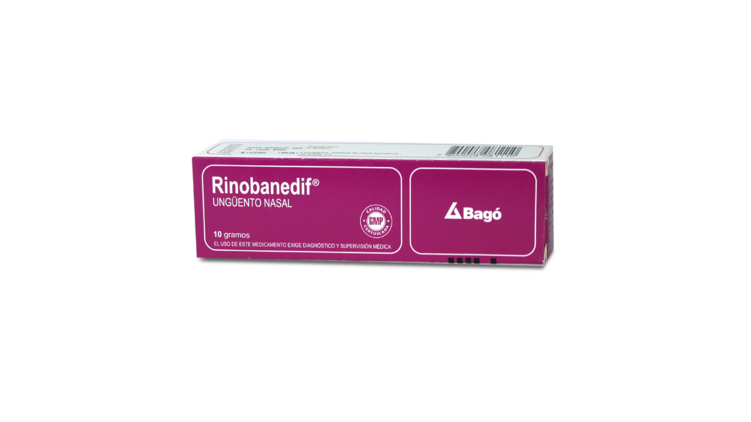 RINOBANEDIF BACITRACINA/ NEOMICINA/ XILOMETAZOLINA/ ANTAZOLINA 50000 UI/0,35/0,05/0,5MG X 10 GRAMOS UNGUENTO NASAL BAGO