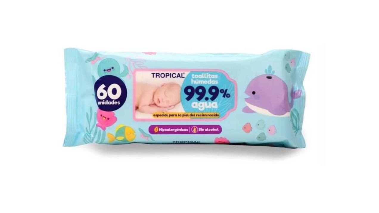 TOALLAS HUMEDAS TROPICAL 99,9 AGUA X 60 UNIDADES