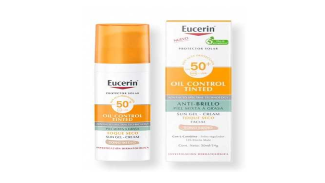 EUCERIN PROTECTOR SOLAR OIL CONTROL TINTED ANTI-BRILLO FPS 50 TOQUE SECO TONO MEDIO X 50 ML