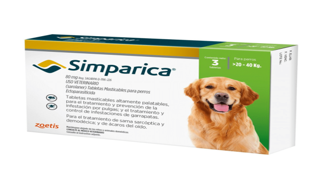 SIMPARICA SAROLANER 80 MG 20KG A 40KG X 3 COMPRIMIDOS MASTICABLE ZOETIS