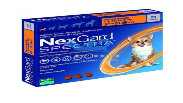 NEXGARD SPECTRA AFOXOLANER 9,375 MG MILBEMICINA OXIMA 1,875 MG 2-3.5 KG X 3 COMPRIMIDOS MASTICABLES